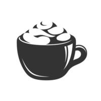 boisson au café avec de la mousse dans une petite tasse en céramique avec une silhouette en surbrillance. clipart. illustration vectorielle plane simple. vecteur