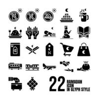 icône de ramadan définie dans le style glyphe vecteur
