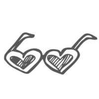 love monoline icon vector doodle lunettes en forme de coeur. logo de la saint-valentin dessiné à la main. décor pour carte de voeux, mariage, tasse, superpositions de photos, impression de t-shirt, flyer, conception d'affiches.