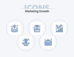 pack d'icônes bleues de croissance marketing 5 conception d'icônes. finance. produit. Contactez. diamant. boîte vecteur