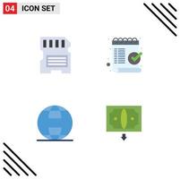 4 concept d'icône plate pour les sites Web mobiles et applications carte globe sd liste sécurité éléments de conception vectoriels modifiables vecteur