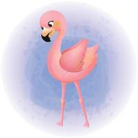 personnage de dessin animé aquarelle flamant rose mignon 08 vecteur