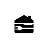 logo alimentaire à la maison avec couteau et fourchette vecteur