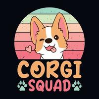 corgi squad - vecteur de conception de chien corgi rétro
