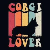 amateur de corgi - vecteur de conception de chien corgi rétro