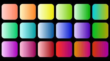 les échantillons de palette de dégradé linéaire coloré définissent un modèle de kit web avec un fond noir vecteur