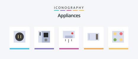 appareils électroménagers plat 5 pack d'icônes, y compris électro. domicile. appareils électroménagers. hacher. appareils électroménagers. conception d'icônes créatives vecteur