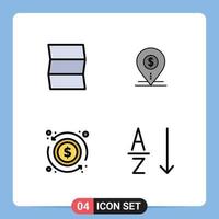 ensemble de 4 symboles d'icônes d'interface utilisateur modernes signes pour l'emplacement flèche dollar emplacement échange éléments de conception vectoriels modifiables vecteur