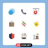 ensemble de 9 symboles d'icônes d'interface utilisateur modernes signes pour dessert bonbons boutique de soins de santé sac à main éléments de conception vectoriels modifiables vecteur