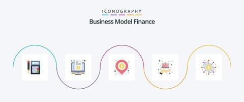 pack d'icônes finance plat 5, y compris la gestion. actif. le prix. lieu. prêter vecteur