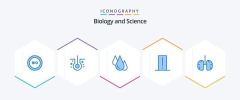 pack d'icônes bleues de biologie 25, y compris lumière mete. électronique. la biologie. appareil. étudier vecteur