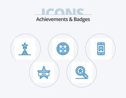 réalisations et badges pack d'icônes bleues 5 conception d'icônes. appareil. réalisations. décerner. couronne. décerner vecteur