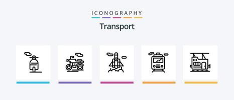 pack d'icônes de la ligne de transport 5 comprenant. véhicule. auto. transport. bus. conception d'icônes créatives vecteur