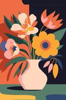 affiches florales de fleurs abstraites dans un style minimal matisse, décoration murale d'art moderne vecteur