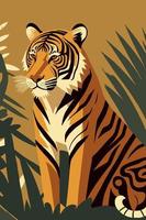 tigre dans un style vecteur plat pour poster wall art decor boho illustration