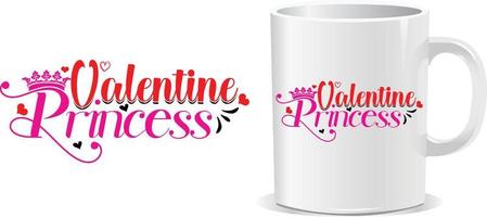 saint valentin princesse joyeuse saint valentin cite vecteur de conception de tasse