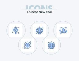pack d'icônes bleues du nouvel an chinois 5 conception d'icônes. fleur. Voyage. fête. lampe. chinois vecteur