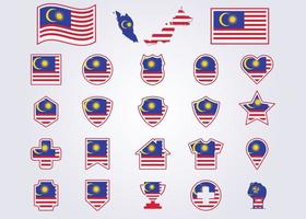 Ensemble de malaisie icône symbole du drapeau signe vecteur illustration design
