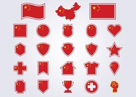 Ensemble de symbole du drapeau de l'icône de la Chine signe conception d'illustration vectorielle vecteur