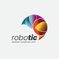 logo de la technologie robotique vecteur