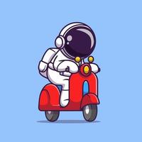 illustration d'icône vectorielle de dessin animé de scooter d'astronaute mignon. concept d'icône de transport scientifique isolé vecteur premium. style de dessin animé plat
