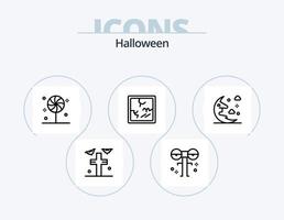 pack d'icônes de ligne halloween 5 conception d'icônes. horreur. citrouille. fantôme. horreur. chauves-souris vecteur
