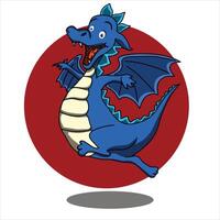 dragon bleu avec feu dans la conception d'illustration vectorielle vecteur