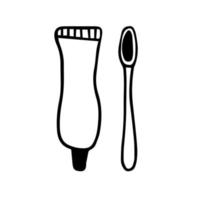 dentifrice et brosse style doodle vecteur