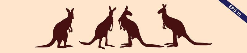 collection de silhouette de kangourou. silhouette de kangourou vecteur