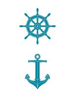 icônes nautiques navires roue ancre illustration vecteur