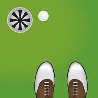 chaussures de golf balle et tasse sur l'illustration verte vecteur