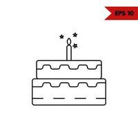 illustration de l'icône de ligne de gâteau d'anniversaire vecteur