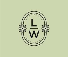 lw initiales lettre modèle de logos de monogramme de mariage, modèles minimalistes et floraux modernes dessinés à la main pour cartes d'invitation, réservez la date, identité élégante. vecteur