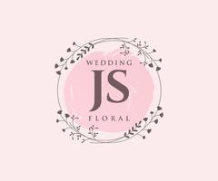 js initiales lettre modèle de logos de monogramme de mariage, modèles minimalistes et floraux modernes dessinés à la main pour cartes d'invitation, réservez la date, identité élégante. vecteur