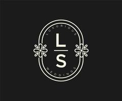 ls initiales lettre modèle de logos de monogramme de mariage, modèles minimalistes et floraux modernes dessinés à la main pour cartes d'invitation, réservez la date, identité élégante. vecteur