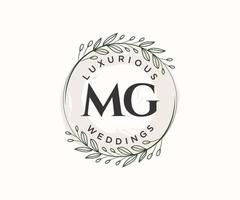 mg initiales lettre mariage monogramme logos modèle, modèles minimalistes et floraux modernes dessinés à la main pour cartes d'invitation, réservez la date, identité élégante. vecteur