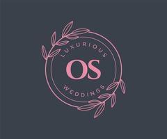 os initiales lettre mariage monogramme logos modèle, modèles minimalistes et floraux modernes dessinés à la main pour cartes d'invitation, réservez la date, identité élégante. vecteur