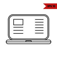 illustration de l'icône de la ligne d'ordinateur portable vecteur