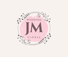 jm initiales lettre modèle de logos de monogramme de mariage, modèles minimalistes et floraux modernes dessinés à la main pour cartes d'invitation, réservez la date, identité élégante. vecteur