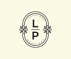 lp initiales lettre modèle de logos de monogramme de mariage, modèles minimalistes et floraux modernes dessinés à la main pour cartes d'invitation, réservez la date, identité élégante. vecteur