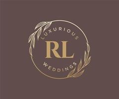 modèle de logos de monogramme de mariage lettre initiales rl, modèles minimalistes et floraux modernes dessinés à la main pour cartes d'invitation, réservez la date, identité élégante. vecteur