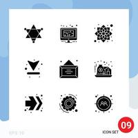 9 pack de glyphes solides d'interface utilisateur de signes et symboles modernes de bureau télécharger chine flèche vers le haut éléments de conception vectoriels modifiables vecteur