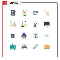 16 icônes créatives signes et symboles modernes de la salle de gym vers le haut plan matériel de curseur à la main pack modifiable d'éléments de conception de vecteur créatif