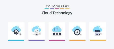 pack d'icônes plates 5 de la technologie cloud, y compris la minuterie. tableau de bord. nuage. nuage. Les données. conception d'icônes créatives vecteur