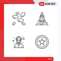 groupe de 4 signes et symboles de couleurs plates remplies pour l'hématologie globules blancs féminins fusée éléments de conception vectoriels modifiables médicaux vecteur