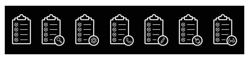 ensemble d'icônes de presse-papiers de liste de contrôle. signe de qualité liste de contrôle forme d'icône de ligne plate sur fond blanc, illustration vectorielle vecteur