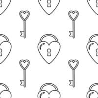 doodle love lock et motif de clé. vecteur