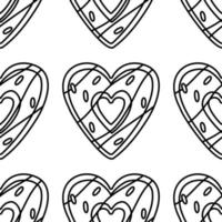 le motif d'un beignet doodle peut être utilisé pour les cartes de voeux de la saint-valentin, les invitations à des fêtes. vecteur