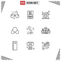 9 icônes créatives signes et symboles modernes de vêtements bikini maison plage conception éléments de conception vectoriels modifiables vecteur