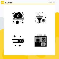 interface mobile glyphe solide ensemble de pictogrammes d'éléments de conception vectoriels modifiables de l'espace de l'entonnoir de la souris d'astronomie en nuage vecteur
